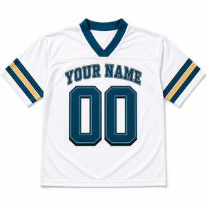 Custom American Football Jersey White Mesh V-Neck Short Sleeve <b>Men</b> Adult Breathable Tackle Twill Print Name Numbers - Product Image 2