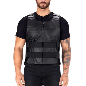 Gilet en cuir véritable sans manches élégant pour homme, gilet de motard respirant et antibactérien pour homme - Product Image 1