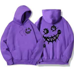 Sudadera Morada para Hombre, Talla Grande, de Algodón Tejido, Casual, Manga Larga, con Bolsillo, Diseño Estampado, para Otoño - Product Image 1