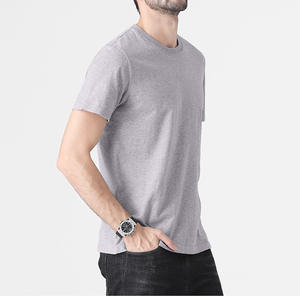 Camiseta de manga corta de algodón puro para hombre, personalizada por OEM, de color sólido, moderna, versátil, para parejas, de corte ajustado. - Product Image 3