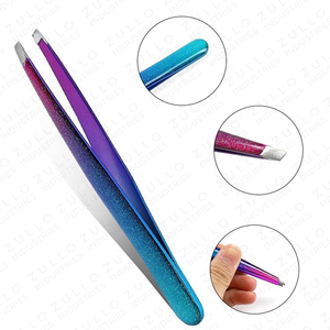 9PCS Glitter Stainless Steel Slant Tip Eyebrow Tweezers Set Custom Private Label Professional Beauty <b>Tools</b> - Product Image 5