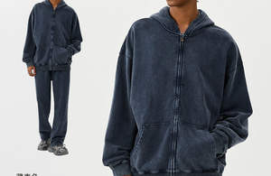 เสื้อฮู้ดซิปแบบย้อมสีเอซิดพร้อมโลโก้สั่งทำใหม่สำหรับผู้ชาย ราคาดีที่สุด MOQ ต่ำ - Product Image 6