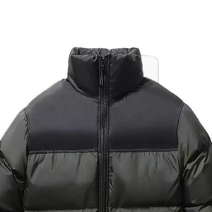 Chaqueta acolchada negra para hombre con cuello alto, cortavientos, cierre de cremallera, ropa de abrigo de invierno, informal, gruesa, con relleno de poliéster - Product Image 2