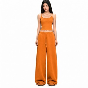 Premium Quality Women Spring Regular Fit Polyester/Cotton Solid Short Rib Jogging Sweatpants Custom Logo <b>Embroidery</b> Eco-Friendly - Product Image 3