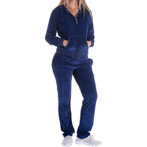 Stand Collar Tracksuit Women Cotton Polyester Blend Full Zip Jacket <b>Jogger</b> Pants Side Pockets Casual Lounge Set - Product Image 4