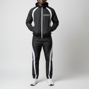 Survêtements de sport pour hommes avec logo personnalisé, 100% coton, imprimés, style streetwear, ensemble 2 pièces, patchwork, pour la course à pied et la salle de sport - Product Image 4