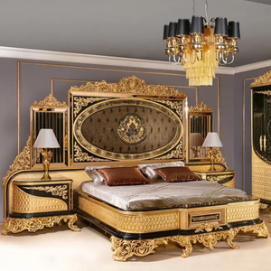 Elegante Armario de Lujo de Caoba con Cuatro Puertas, Negro y Dorado, Tallado a Mano, Diseño Europeo Antiguo Premium, Muebles para Dormitorio de Hotel - Product Image 6