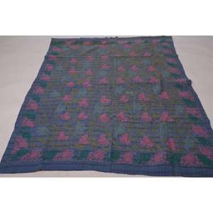 Kantha Suzani <b>Quilt</b> Handmade Vintage Cotton Floral Embroidered Eco-Friendly Washable Bedspread Boho Indian <b>Throw</b> Blanket - Product Image 2