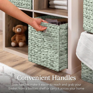 Lightweight Durable Eco-Friendly Organizer for Any Room Decor High-Quality <b>Foldable</b> Water Hyacinth Storage <b>Basket</b> Set - Product Image 2