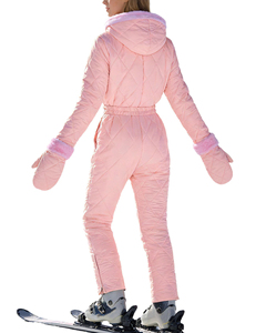 Waterproof Women's One Piece Ski Suit Winter Snow Windproof <b>Snowsuit</b> With Zipper Closure And Belted Waist Snowboard Outerwear - Product Image 2