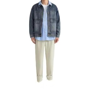 Veste de travail en jean délavé vintage personnalisée, vente en gros, poches à rabat inférieures, fermetures à boutons, col pointu, OEM, fabrication en vrac aux États-Unis - Product Image 6