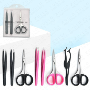 Juego de 3 piezas de herramientas de belleza de acero inoxidable negro premium, pinzas y tijeras para cejas con punta inclinada, kit de cuidado personal de marca privada - Product Image 5