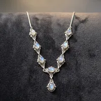 Collier artisanal en argent sterling 925 avec pierre de lune arc-en-ciel, bijoux en pierres précieuses naturelles, élégant artisanat indien, chaînes de mode