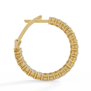 Classic Inside Out Hoop Earrings Cut Lab Grown Diamond 14K Pure Gold 4.30 CTW Rhodium Plated Women's Bridal Anniversary Gifts - Product Image 4