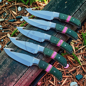 มีดทำมือจากเหล็กดามัสกัสสำหรับล่าสัตว์กลางแจ้ง ใบมีดคงที่ แข็ง 56HRC ด้ามไม้ปักก้า คุณภาพสูง 1 ชิ้น รับผลิตตามแบบ OEM - Product Image 4