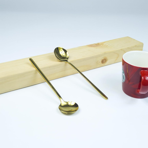 <b>Gold</b> Plated Stainless Steel Tea Spoon Set <b>Long</b> Handle 5.3 Inch <b>Mirror</b> Finish Minimalist Design Party Use 10ml Capacity - Product Image 3