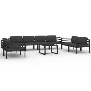 Ensemble de 9 salons de patio en aluminium anthracite avec coussins confortables pour mobilier d'extérieur - Product Image 2