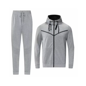 Conjunto Deportivo con Capucha para Hombre, Sudadera con Cremallera Completa y Pantalones, Color Sólido, Estilo Deportivo, Secado Rápido, Poliéster, Otoño - Product Image 2