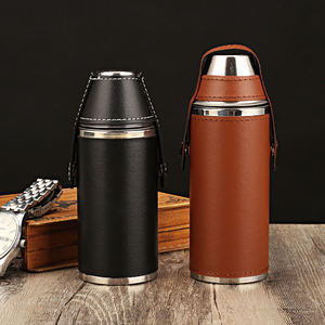 Imra Impex - Juego de 2 Frascos de Bolsillo de 1oz con Funda de Cuero PU, a Prueba de Fugas, Personalizables, de Grado Alimenticio, para Vino, Whisky, Unisex, Deportivos - Product Image 4