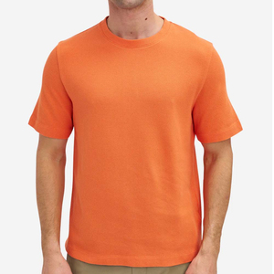 T-shirt en coton gaufré pour homme, col rond, coupe décontractée, manches courtes, tissu texturé, doux et confortable, vente en gros - Product Image 6