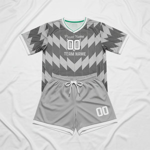Nouvelle conception, haute qualité, ensemble uniforme de football 100 % polyester imprimé numériquement avec appliqué, col montant, logo avant et arrière, nom d'équipe personnalisé - Product Image 5
