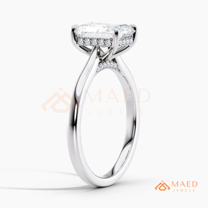 Moissanite <b>Emerald</b> Cut <b>Ring</b> for Women <b>Silver</b> Tone Engagement Anniversary Jewelry Elegant Daily Wear Style - Product Image 6