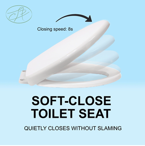 Asiento de inodoro antigolpe de PP con tapa silenciosa Diseño de fácil limpieza para baños modernos Forma alargada - Product Image 2