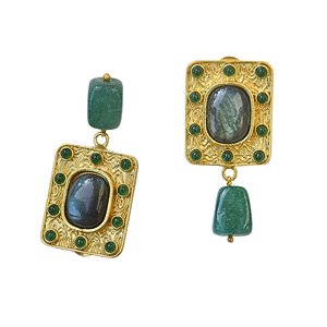 Pendientes de Labradorita Natural con Forma de Flor, Chapados en Oro de 24K, Clásicos y Modernos, Joyería de Compromiso para Mujer - Product Image 2