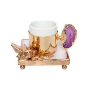 Top selling Metal Tea Coffee <b>Cup</b> and <b>Saucer</b> in Brass Gold Finished Best Quality Tabletop Serving Tea <b>Cup</b> and <b>Saucer</b> - Product Image 1