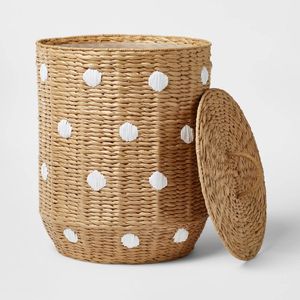 Water Hyacinth <b>Basket</b> with Lid Handmade Laundry <b>Storage</b> <b>Basket</b> for Clothes <b>Toys</b> Blanket Nursery Home Organization - Product Image 1