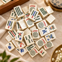 Tuiles de Mahjong américaines en acrylique blanc nacré, ensemble de 160 pièces avec motifs décoratifs pour jeux de société et tables de Mahjong à domicile