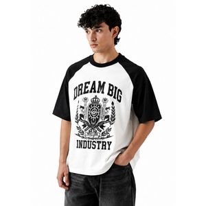 Custom Men's Oversized Raglan T Shirt Black <b>White</b> Short Sleeve Graphic Printed Streetwear Casual <b>Tee</b> OEM ODM - Product Image 5