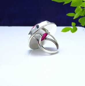 Anillo de Plata de Ley 925 con Druzy Rosa – Anillo de Joyería con Piedra Preciosa Natural para Ella - Product Image 4