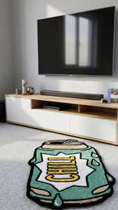 Tapis moderne en laine tuftée à la main en forme de canette de soda unique, doux et moelleux, accent pop art pour la décoration de chambre et de salon - Product Image 2