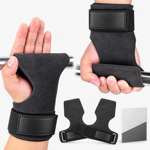 Correas de muñeca para levantamiento de pesas con agarres de cuero, soporte acolchado para muñeca, para peso muerto, levantamiento de potencia, culturismo, entrenamiento de fuerza, gimnasio - Product Image 1