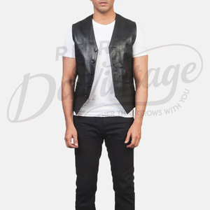 Chaleco de Cuero de Gamuza Gris Personalizado para Hombre, Cierre de Cremallera Doble, Corte Ajustado, Cuello Alto, Estilo Casual - Product Image 4