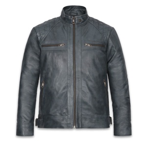 Ropa de Moda para Hombre, Chaqueta de Cuero de Diseño Personalizado, Chaqueta de Motociclista con Cuello Alto para Hombre a Precio de Mayoreo - Product Image 1