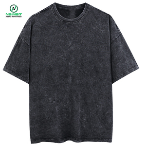 T-shirts noirs oversize délavés à l'acide pour hommes, en gros, de haute qualité, pour les marchés américain et européen - Product Image 1