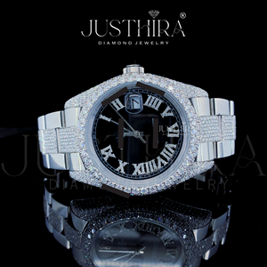 Montre de luxe entièrement sertie de diamants Moissanite, bijoux hip-hop en argent 925, idéale pour un cadeau de fiançailles pour elle et pour lui - Product Image 2