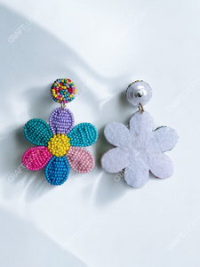 Handmade <b>Beaded</b> Flower Earrings for Women Multicolor Floral Dangle Earrings Cute Statement Jewelry Boho Party Wear Gift - Product Image 2