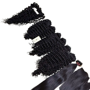 Extensiones de Cabello Humano Natural Ondulado Premium, Liso Natural Birmano, Rizado, Paquetes Crudos, Trama Negra Natural - Product Image 1