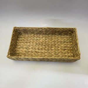 Handmade Natural Water Hyacinth Woven <b>Storage</b> <b>Basket</b> <b>Rectangular</b> Wicker Tray Eco Friendly Home Organizer for Shelf Pantry - Product Image 1
