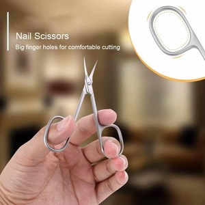 Tijeras para cutículas de acero inoxidable (para cortes finos de cutículas y restos de piel, cuidado seguro de las uñas, borde afilado) Plata Premium - Product Image 3