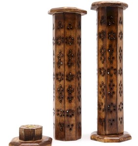Quemador de Incienso Hexagonal de Madera de Mango, Soporte Decorativo para Incienso, Quemador Aromático de Madera Tallada para Decoración del Hogar - Product Image 4