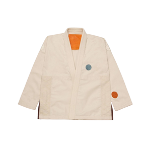 เสื้อแจ็คเก็ตยูโดแบบยูนิเซ็กซ์ ผ้าฝ้าย 100% ทนทาน สีพื้น สำหรับผู้ใหญ่ ทรงปกติ พร้อมซับในสีส้มและรายละเอียดการตกแต่งแบบปะติด - Product Image 1