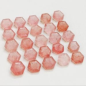 หินควอตซ์สตรอเบอร์รี่ทรงหกเหลี่ยมเจียระไน ขนาด 6*6 มม. 8*8 มม. 10*10 มม. 1*11 มม. 12*12 มม. 4*14 มม. อัญมณีธรรมชาติ 100% - Product Image 1