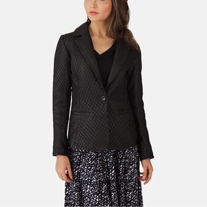 <b>Women's</b> Slim Racer Leather <b>Jacket</b> Woven Nylon Lining Breathable Windproof Long Stand Leather <b>Jackets</b> - Product Image 1