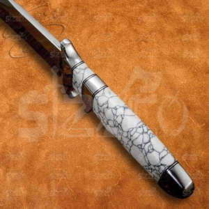Couteau Bowie OEM fait main en acier SIZZCO D2 avec manche en pierre précieuse blanche, longueur totale de 15 pouces, pour la chasse, la survie et les activités tactiques en extérieur - Product Image 5