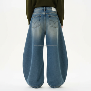 Pantalon pour homme à jambe courbée, bleu, coupe ample, sur mesure, OEM, vente en gros - Product Image 2