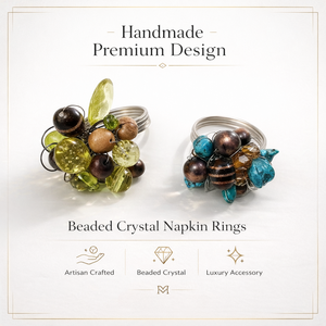 Anneaux de serviette en cristal perlé faits à la main, design élastique, luxe |   Décoration de table, décoration de mariage, porte-serviettes décoratif, ensemble de qualité supérieure - Product Image 5